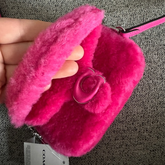 NWT Lil Nas X x Coach Shearling Tabby 12 in Bright Fuchsia style #CP940 - Picture 3 of 11